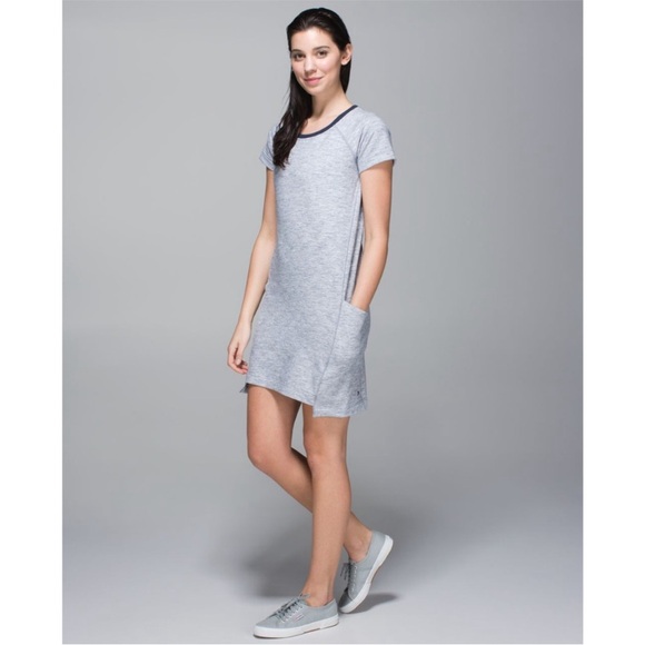 Lululemon Womens Cut Above Tee Shirt Dress in Blue Heathered Spacedye Size 6 - Picture 1 of 11